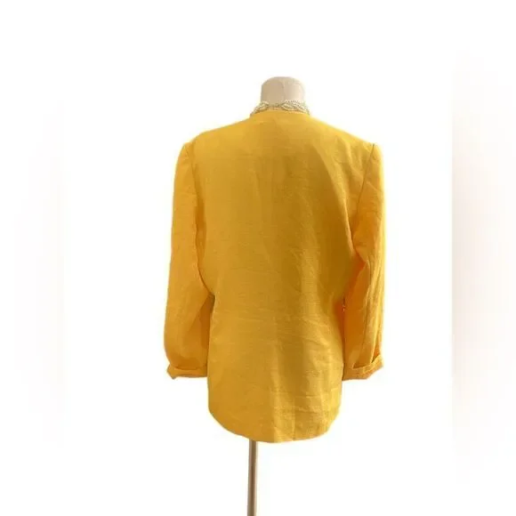 Chic Vintage Yellow Boyfriend Fit Blazer by Morgan Miller A Statement Piece - Picture 2 of 4